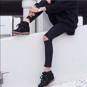 Isabel Marant Leather & Suede Black Bobby Sneaker